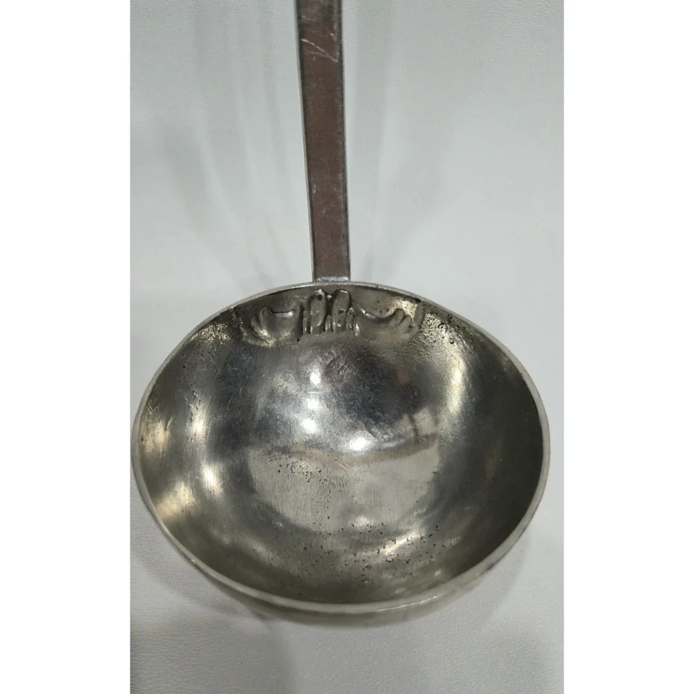 Vintage Ornate Serving Ladle 92% Tin Etain Handmade Silver Color Flatware